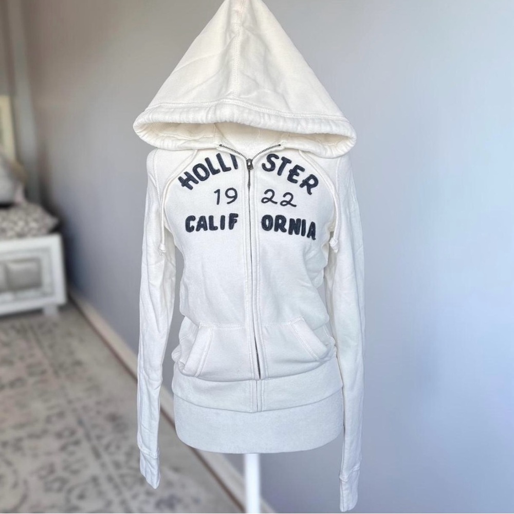 Deadstock NWT Y2K White Hollister Zip Up Vintage Hoodie - Picture 2 of 5